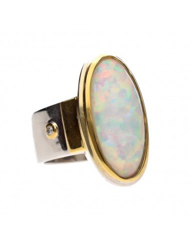 Opal Ring with Diamonds 925 Sterling...