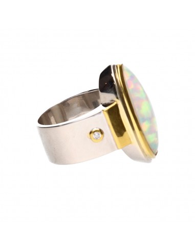Opal Ring with Diamonds 925 Sterling...