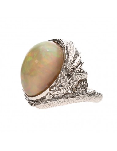 Opal Ring with Diamonds 925 Sterling...