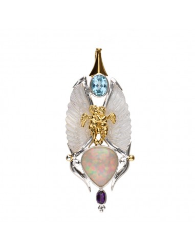 925 Sterling Silver Opal Pendant (42J)