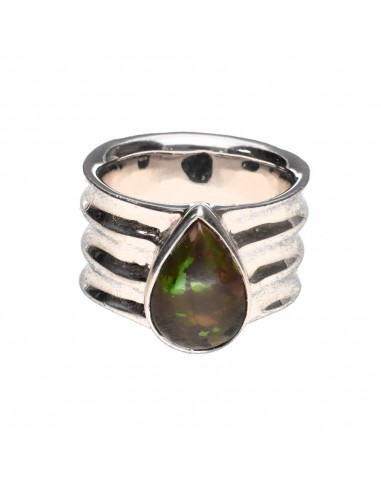 Bague Opale Noire Argent 925 (45J)