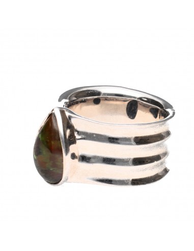 Bague Opale Noire Argent 925 (45J)