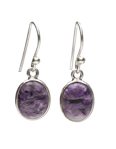 Pendientes Óvalo de Charoita en Plata...