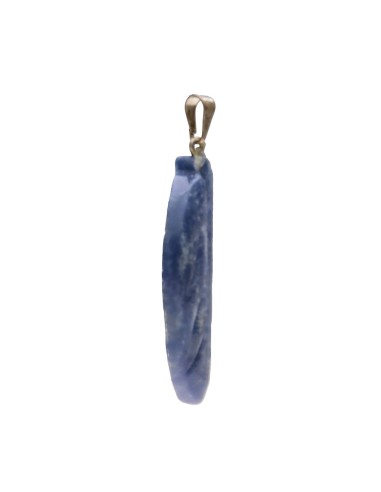 Pendentif feuille de quartz bleu