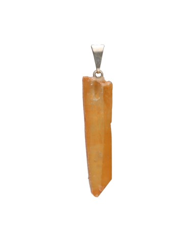 Pendentif en quartz mandarine brut à...