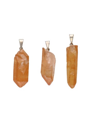 Pendentif en quartz mandarine brut à...
