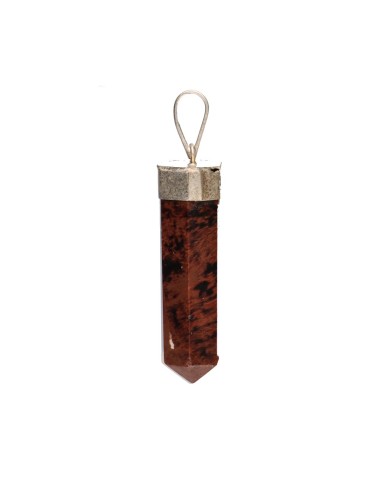 Pendentif acajou à pointe d'obsidienne