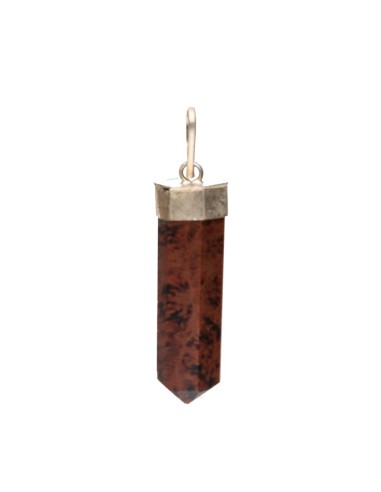 Pendentif acajou à pointe d'obsidienne