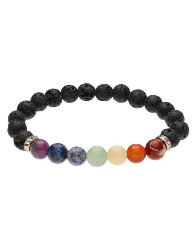 8mm Lava and Chakra Bracelet