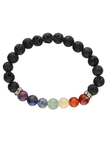 8mm Lava and Chakra Bracelet