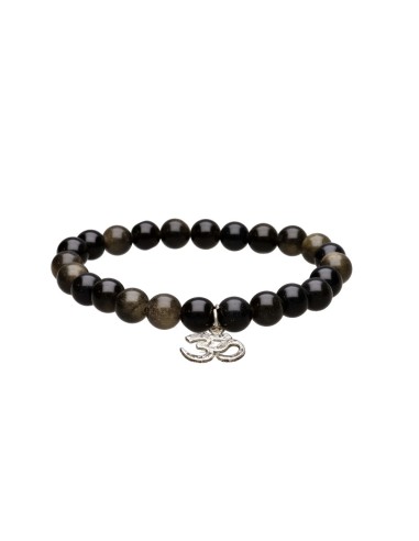 Pulseira de obsidiana dourada com OM 8mm