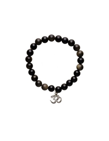 Pulseira de obsidiana dourada com OM 8mm