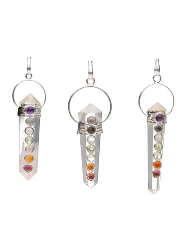 Biterminate Quartz with Chakras Pendant