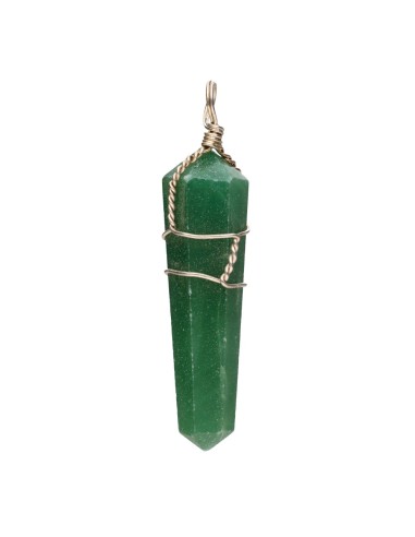 Pendentif en quartz vert biterminé