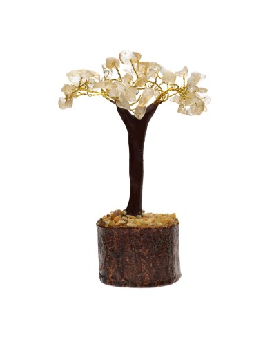 Petit arbre en citrine avec base en bois
