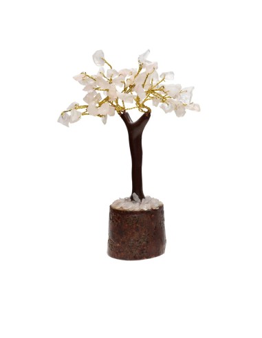 Petit arbre à quartz rose avec base...