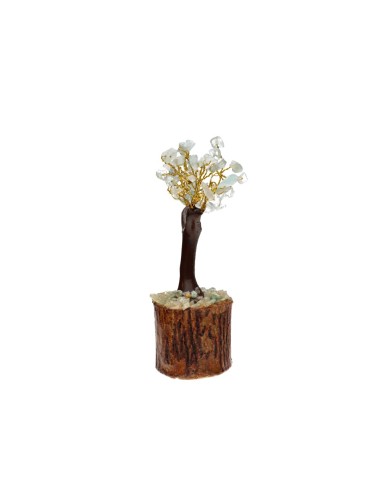 Small Aquamarine Tree with Wooden Base
