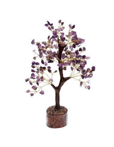 Medium Amethyst Tree with Wooden Base