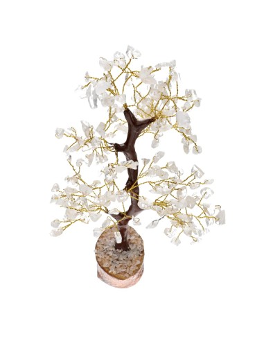 Arbre à quartz moyen avec base en bois