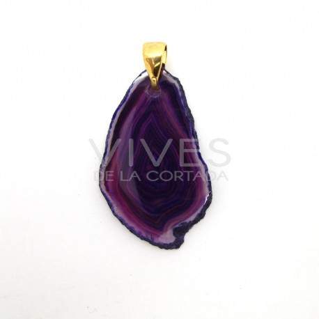 Pendentif d'Agate teintée lilas (plaqué or)