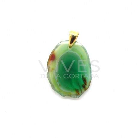 Pendant of Green Dyed Agate (Gold Plated)