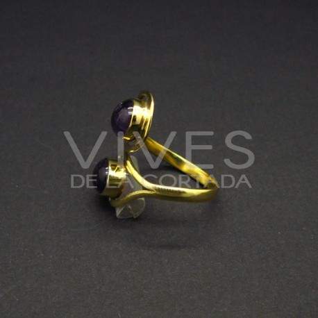 Anillo Ajustable de Bronce con Amatista