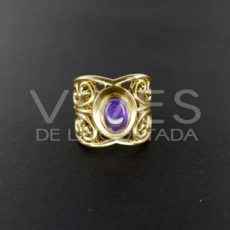 Bague de bronze avec améthyste -9.2-