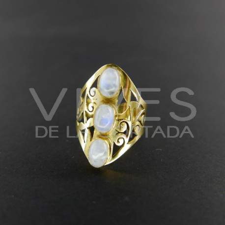 Ring bronze Openwork with Moonstone -1.1-