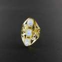 Ring bronze Openwork with Moonstone -1.1-