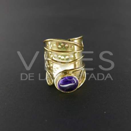Bague bronze avec améthyste -12.1-