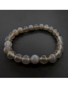 Pulsera de Ágata Gris Bola Lisa 8mm