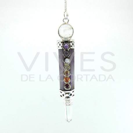 Pendule en améthyste avec chakras