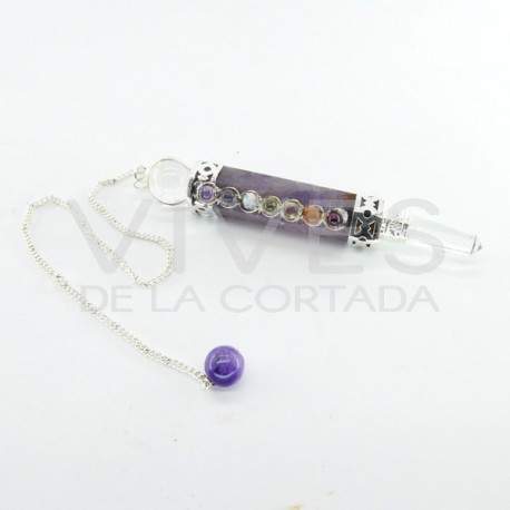 Pendule en améthyste avec chakras