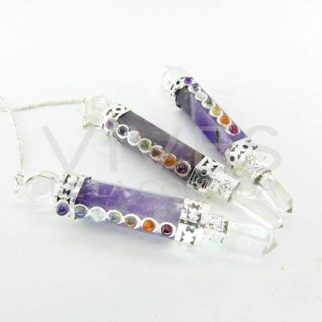 Amethyst Pendulum with Chakras