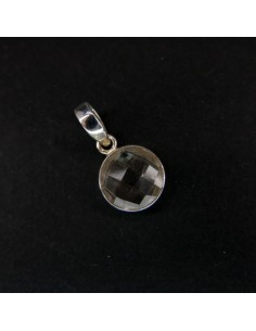 Pingente de Quartzo Branco com Círculo Facetado - Prata 925 2
