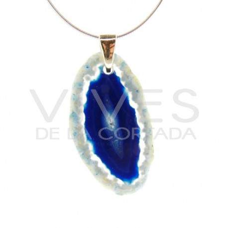 Colgante de Ágata Teñida Azul (Baño de Oro)