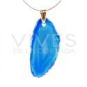 Colgante de Ágata Teñida Azul (Baño de Oro)