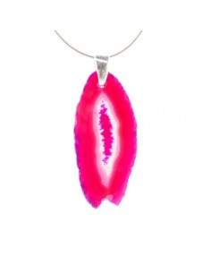Colgante de agata (baño plata) color fucsia (teñido)