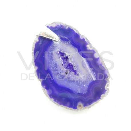 Colgante de agata (baño plata) color violeta (teñido)