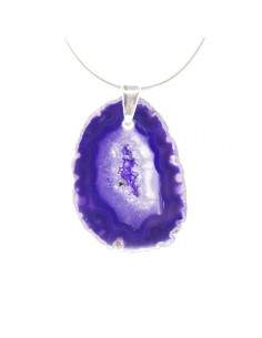 Colgante de agata (baño plata) color violeta (teñido)