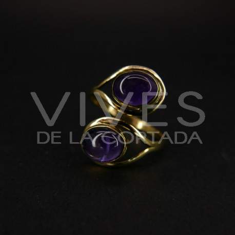 Anillo Ajustable de Bronce con Amatista