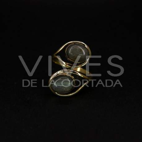 Bague Labradorite Bronze Réglable -5.2-