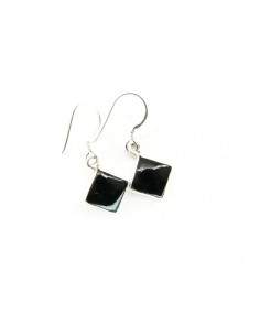 Earrings smooth Onyx Cube Small - Sterling Silver 925 2