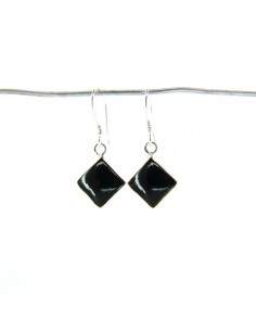 Earrings smooth Onyx Cube Small - Sterling Silver 925