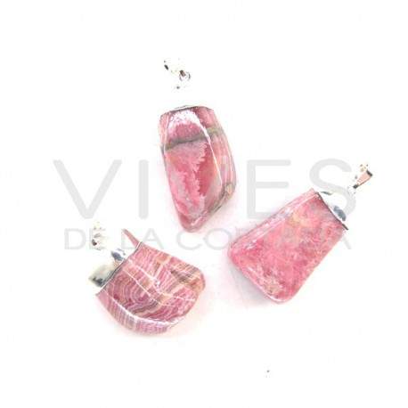 Rodocrosite com banho de ródio - Pingente com banho de prata