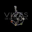 Pendant OM with Chakra Minerals - Silver Bath